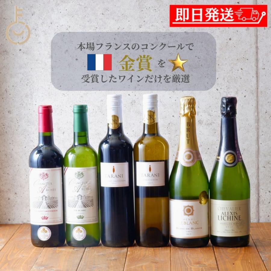 フランス 金賞受賞 ワイン 6本セット (赤3本・白3本) 送料無料 専門家厳選 豪華 飲み比べセット 赤ワイン 白ワイン スパークリング 泡入り 辛口 フルボディ 爆買 | 