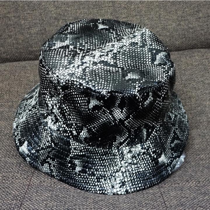 帽子 バケットハット ハット HAT パイソン柄 無地 ブラック