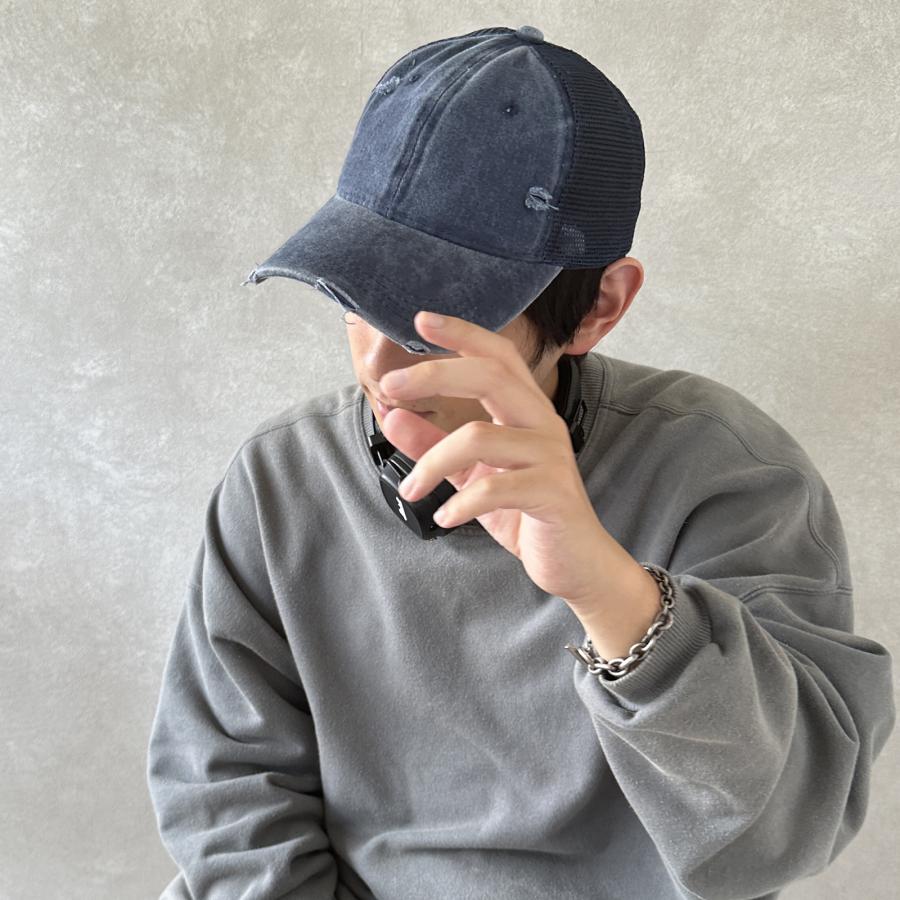 帽子 キャップ メンズ レディース  メッシュキャップ ウォッシュ加工 ダメージ加工 大きめ 深め スポーツ 男女兼用 野球帽 |  | 04
