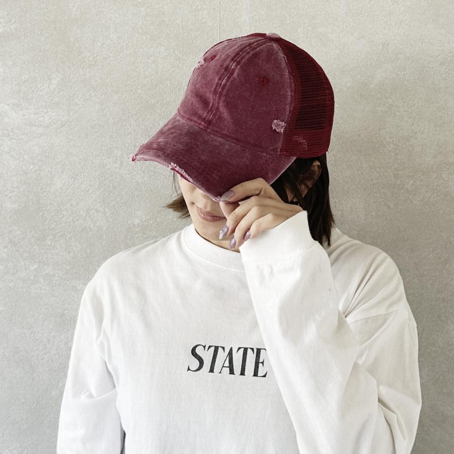 帽子 キャップ メンズ レディース  メッシュキャップ ウォッシュ加工 ダメージ加工 大きめ 深め スポーツ 男女兼用 野球帽 |  | 09