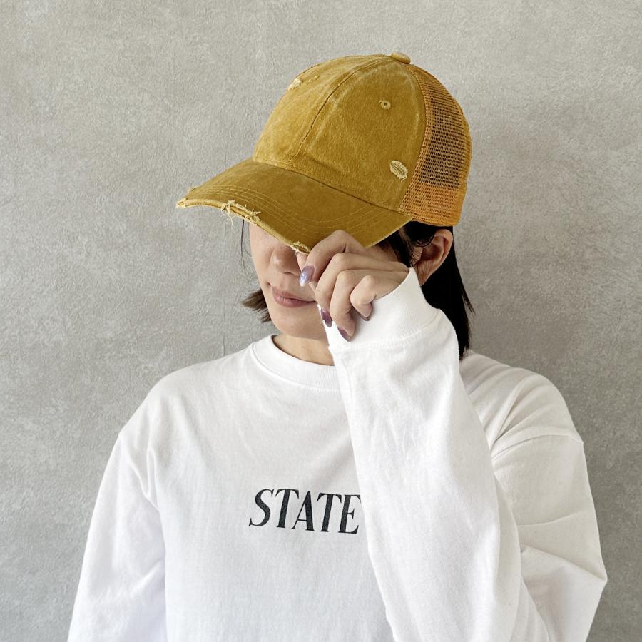 帽子 キャップ メンズ レディース  メッシュキャップ ウォッシュ加工 ダメージ加工 大きめ 深め スポーツ 男女兼用 野球帽 |  | 05