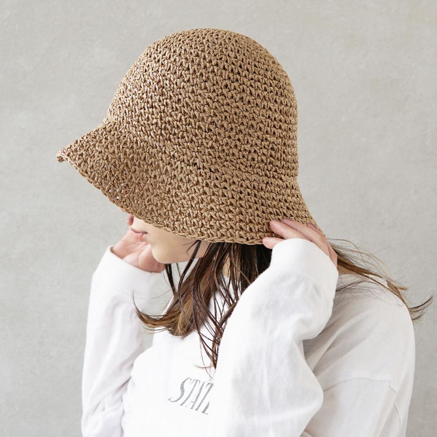 帽子 ハット HAT クローシュハット クローシェハット  メンズ レディース ペーパークローシュハット HAT 折り畳み 折りたたみ UV 大きめ サイズ調整夏 紫外線 |  | 03