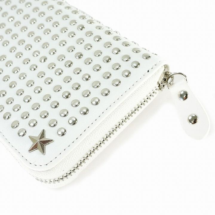 ルブタンスタッズ付きホワイトレザー長財布 クリスチャンルブタン Christian louboutin ラウンドファスナー