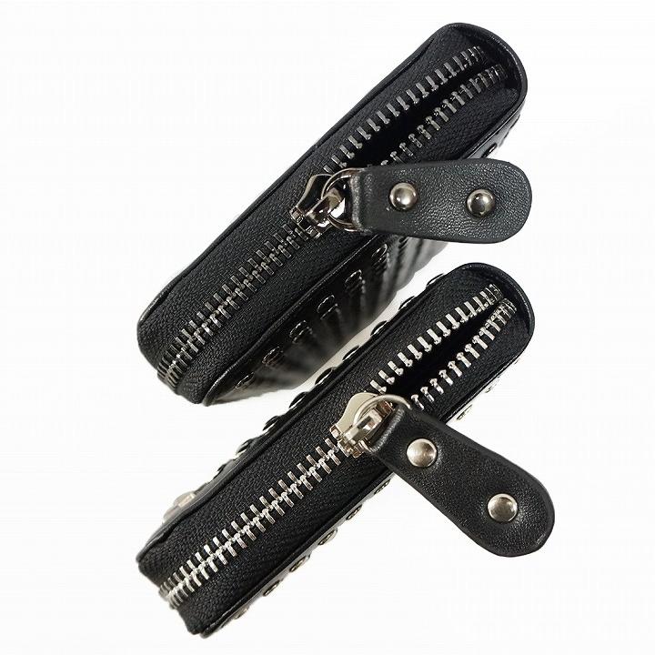 黒 レザー 長財布 スタッズチャーム付き 黒 レザー 長財布 スタッズチャーム付き