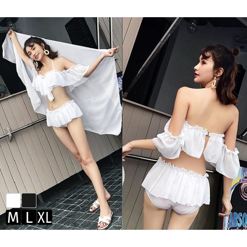 水着 オフショルダー オフショル 水着 レディース レース ビキニ フレアトップ ３点セット セクシー オフショル フリル スカート パッド付き ワイヤー入り Yund Keys Fashion 通販 Yahoo ショッピング