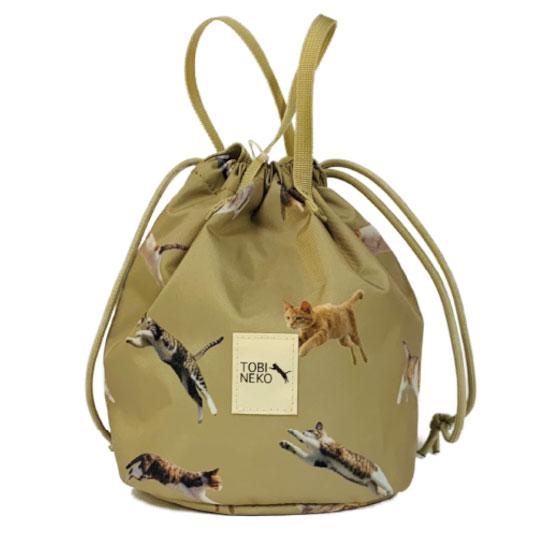 飛び猫巾着バッグ | 