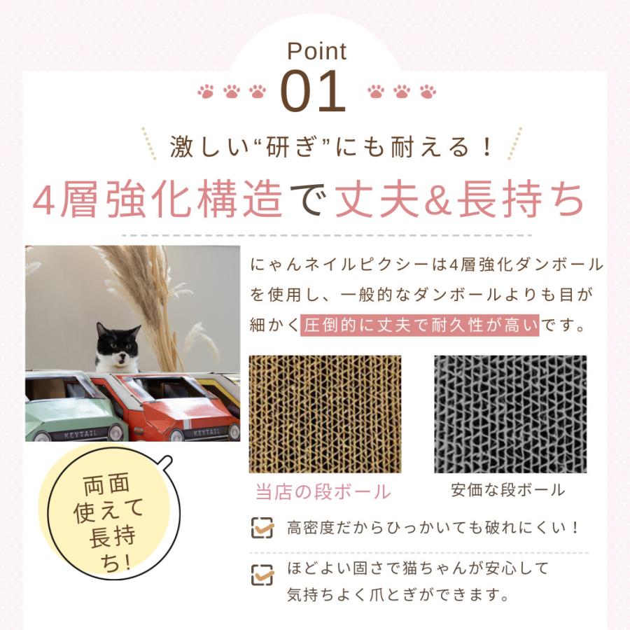 猫 爪とぎ 車型 車 ダンボール にゃんクーパー PIXY ダンボールハウス ベッド 交換パッド付き 組み立て簡単 3色 かわいい 爪研ぎ 隠れ家 | KeyTail | 08