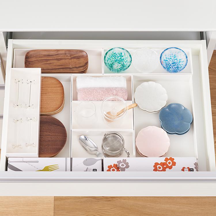 カトラリーケース 引き出し 仕切り おしゃれ 小物入れ デスク トレー ケース 収納 文房具 ｜Re BOX 8×24cm ナチュラルホワイト KEYUCA(ケユカ) | KEYUCA | 06