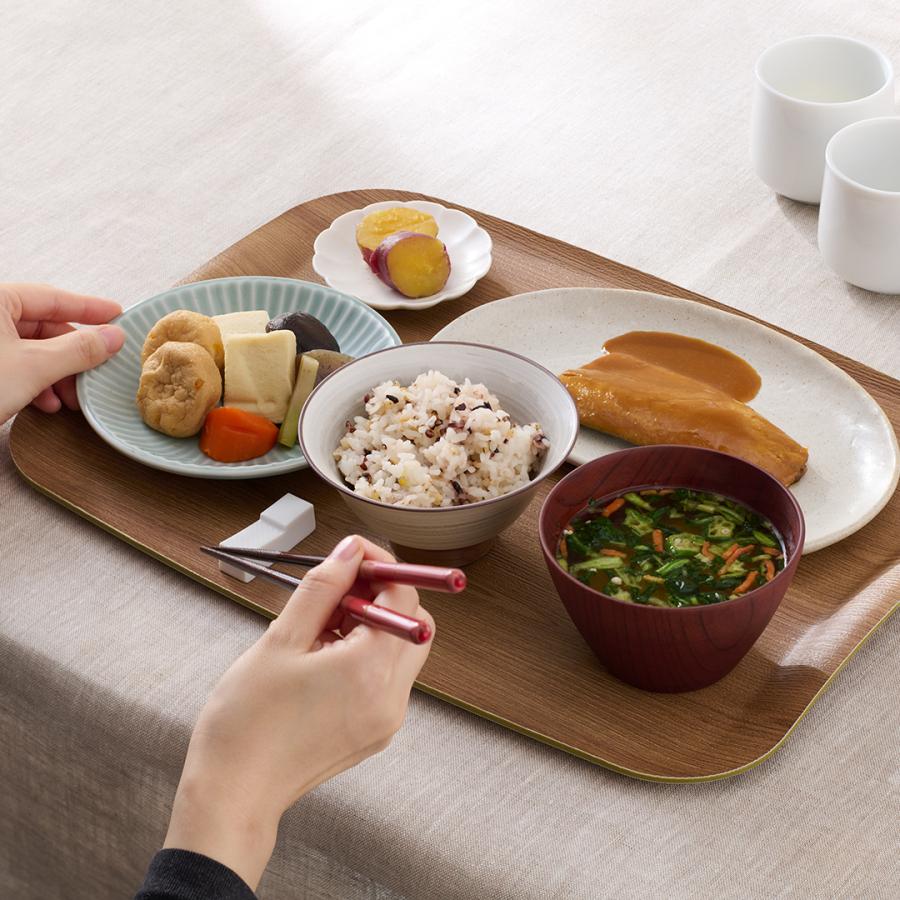 KEYUCA（ケユカ） お盆 木目調 持ちやすい 滑りにくい 1食分 食洗機