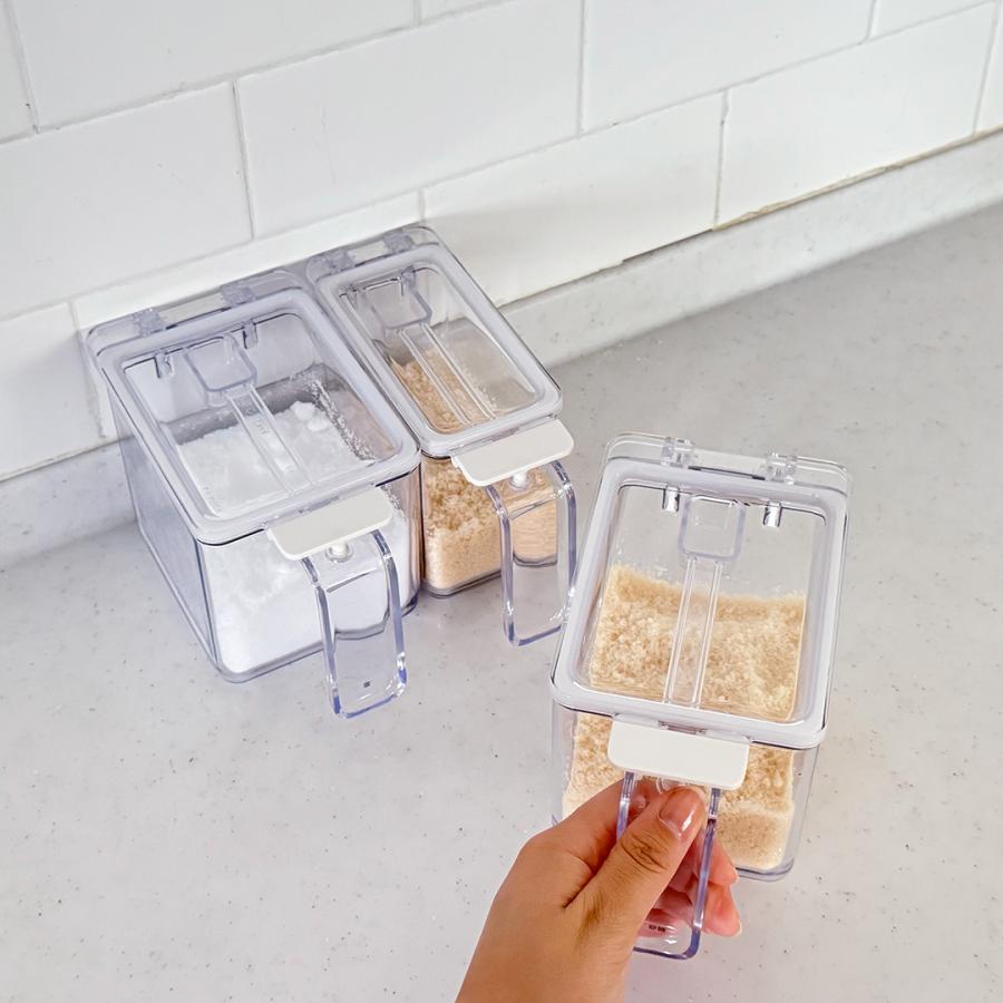 キッチン用品 調味料入れ 密閉 ストッカー[上からぱっと中身が見える 楽に開け閉めできる クッキングポットワイド KEYUCA ケユカ] | KEYUCA | 09