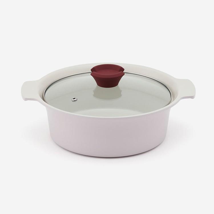 アルミ製 軽量 鍋 調理鍋 2.9L ガラス蓋 直火使用可｜ セラミックIH両手鍋21cm ライトパープル  KEYUCA(ケユカ) | KEYUCA | 01