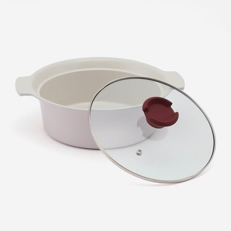 アルミ製 軽量 鍋 調理鍋 2.9L ガラス蓋 直火使用可｜ セラミックIH両手鍋21cm ライトパープル  KEYUCA(ケユカ) | KEYUCA | 02