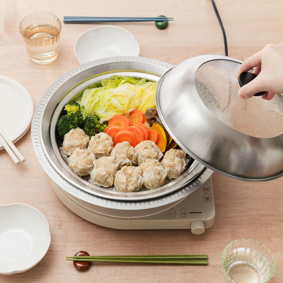 日本製 蓋 調理器具 ドーム型 ガラス窓付き 強化ガラス 鍋｜ フライパン用フタ付きステンレス蒸し器 / フライパン別売り  KEYUCA(ケユカ) | KEYUCA | 17