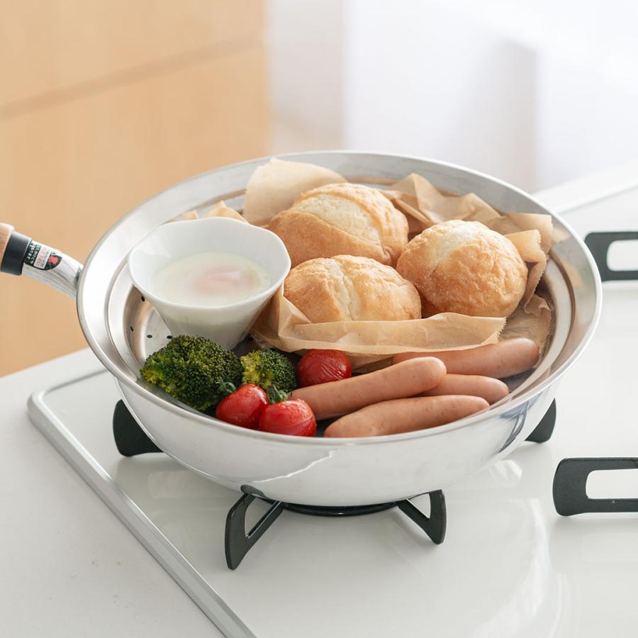 日本製 蓋 調理器具 ドーム型 ガラス窓付き 強化ガラス 鍋｜ フライパン用フタ付きステンレス蒸し器 / フライパン別売り  KEYUCA(ケユカ) | KEYUCA | 05