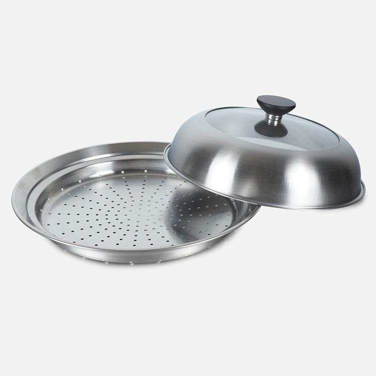 日本製 蓋 調理器具 ドーム型 ガラス窓付き 強化ガラス 鍋｜ フライパン用フタ付きステンレス蒸し器 / フライパン別売り  KEYUCA(ケユカ) | KEYUCA | 05