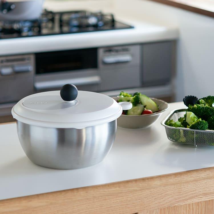 水切り器 スピナー 水切り 野菜 おしゃれ シンプル ステンレス 野菜水切り器 ｜ KEYUCA フォーウェイ サラダスピナー ケユカ | KEYUCA | 09