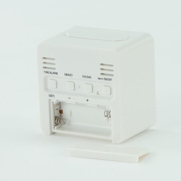 置き時計 時計 電波時計 置き型 デジタル 温度|cube 電波クロック ホワイト 目覚まし時計 W74×H72×D50mm ライト付き KEYUCA ケユカ | KEYUCA | 03