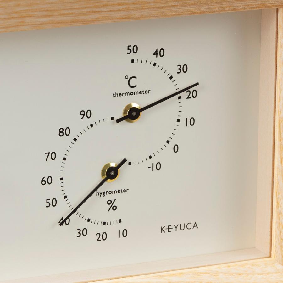 置き時計 時計 置時計 卓上時計 温度計 湿度計 アナログ[日本製 capo 温湿度時計 W201mm ナチュラル KEYUCA ケユカ] | KEYUCA | 03
