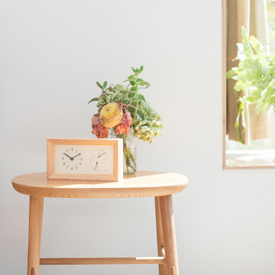 置き時計 時計 置時計 卓上時計 温度計 湿度計 アナログ[日本製 capo 温湿度時計 W201mm ナチュラル KEYUCA ケユカ] | KEYUCA | 07