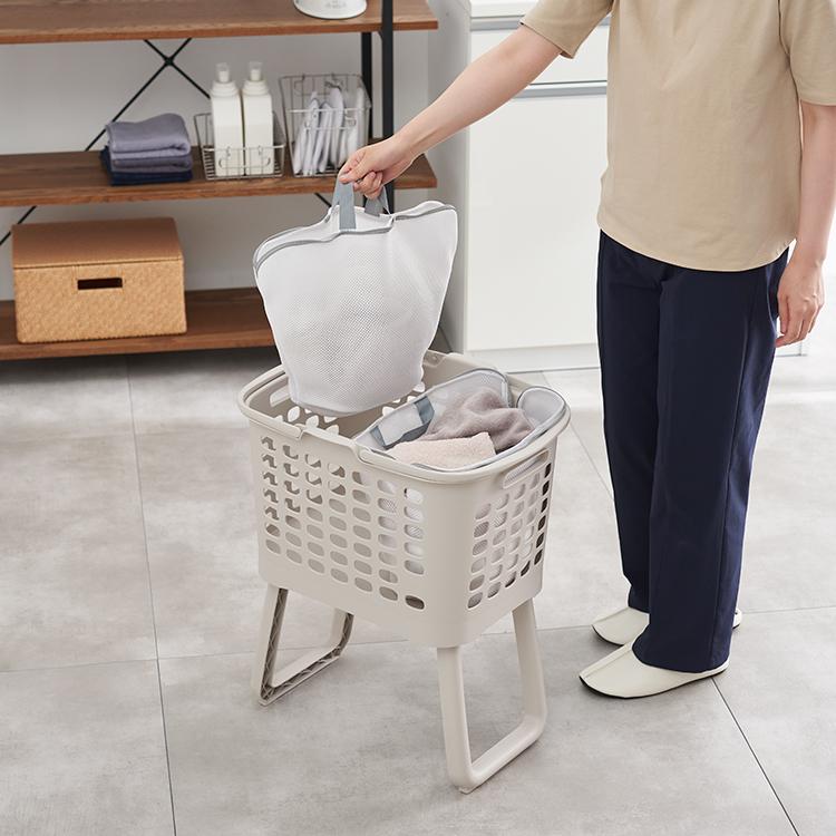ランドリーバスケット 脚付き 腰にやさしい 洗濯かご 大容量 通気性 軽量 洗濯物入れ ｜ KEYUCA 腰にやさしいランドリーバスケット ライトグレー ケユカ | KEYUCA | 08