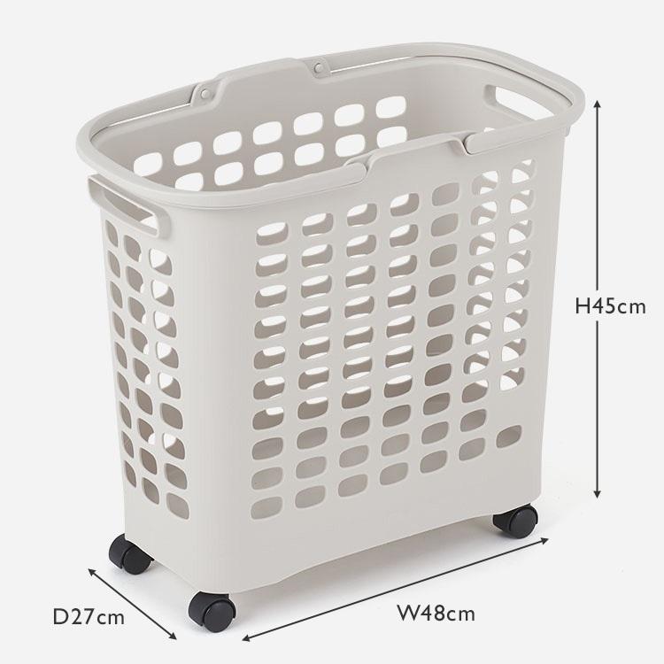 洗濯かご 脱衣かご キャスター付き スリム 省スペース収納 360度回転キャスター 移動ラクラク｜ KEYUCA ランドリーバスケット ライトグレー ケユカ | KEYUCA | 07