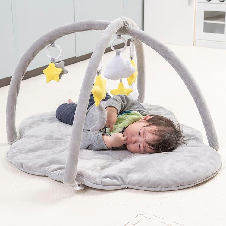 プレイジム ベビーマット おもちゃ 玩具 オモチャ ベビー 赤ちゃん[ふわふわくものプレイジムマット グレー KEYUCA ケユカ] | KEYUCA | 04