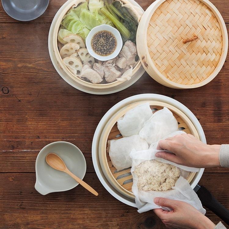 蒸し器 天然素材 中華まん 肉まん 温野菜 蒸し料理 冷凍ご飯｜ 竹せいろ2段 下段深 24cm＜めざましテレビで紹介されました＞  KEYUCA(ケユカ) | KEYUCA | 10