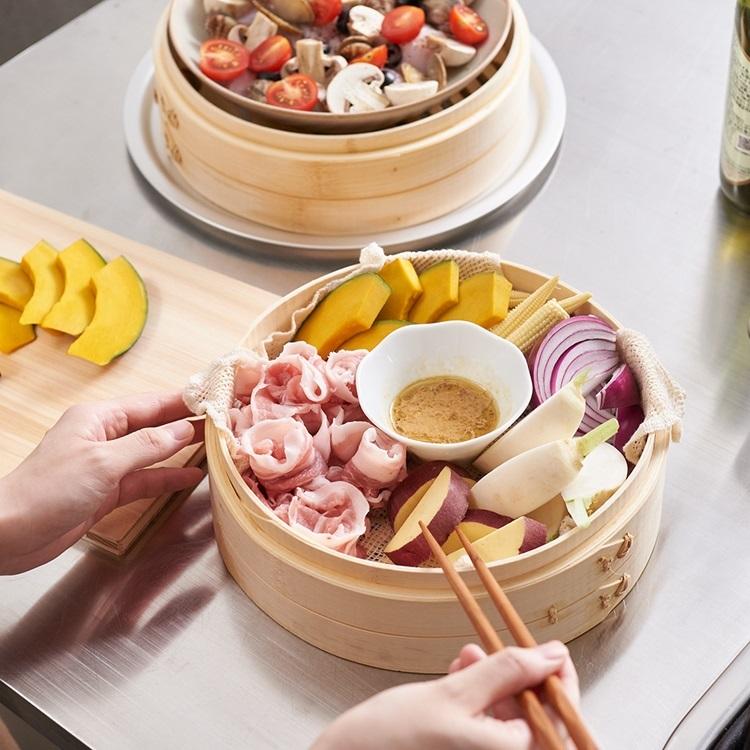 蒸し器 天然素材 中華まん 肉まん 温野菜 蒸し料理 冷凍ご飯｜ 竹せいろ2段 下段深 24cm＜めざましテレビで紹介されました＞  KEYUCA(ケユカ) | KEYUCA | 06
