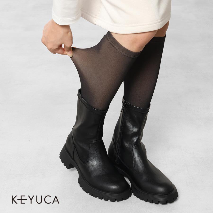 靴下 ソックス 透け感 レディース おしゃれ  通販|d 薄見えフェイク靴下 130デニール ブラック|ソックス|靴下  KEYUCA(ケユカ) | KEYUCA