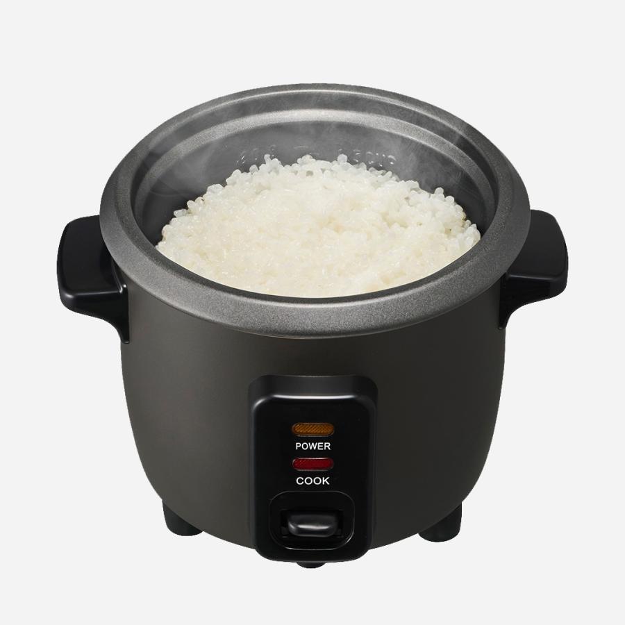 コンパクト 時短 シンプル ふっ素コーティング ワンタッチで炊飯 低消費電力｜ ガラス蓋で洗いやすいミニ炊飯器 ブラック  KEYUCA(ケユカ) | KEYUCA | 01