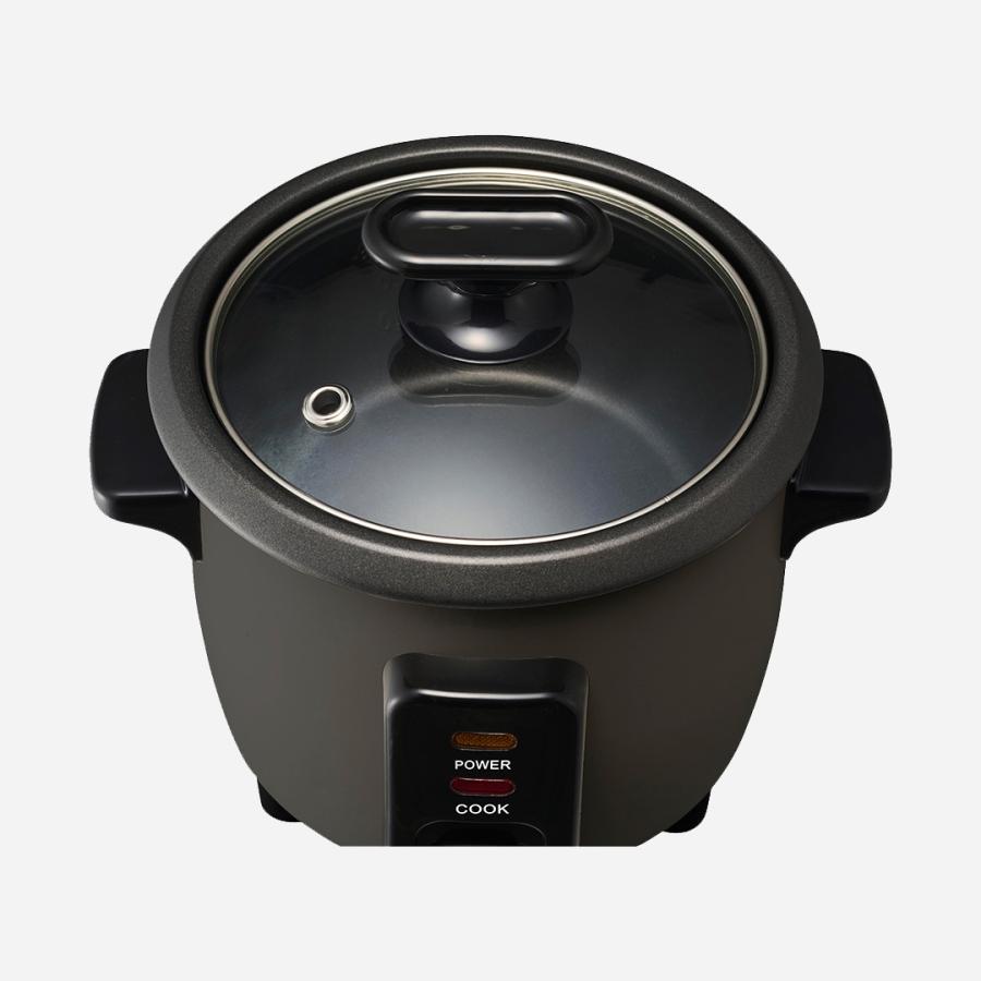 コンパクト 時短 シンプル ふっ素コーティング ワンタッチで炊飯 低消費電力｜ ガラス蓋で洗いやすいミニ炊飯器 ブラック  KEYUCA(ケユカ) | KEYUCA | 03