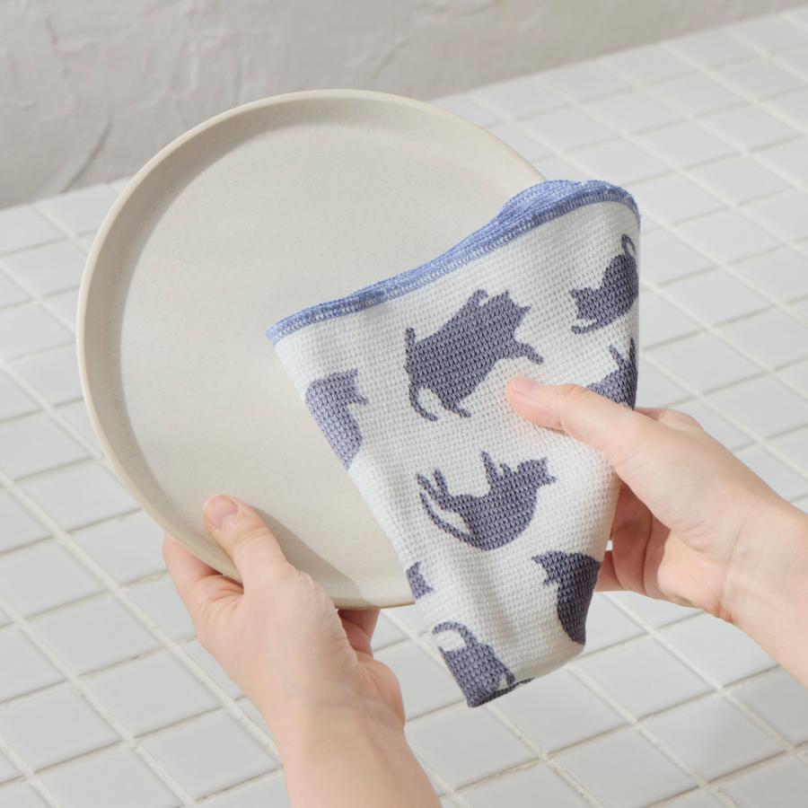 国産 ふきん 雑巾 可愛い 猫 キッチン雑貨 綿 ｜ 抗菌防臭ディッシュクロス2枚セット ネコ  KEYUCA(ケユカ) | KEYUCA | 01