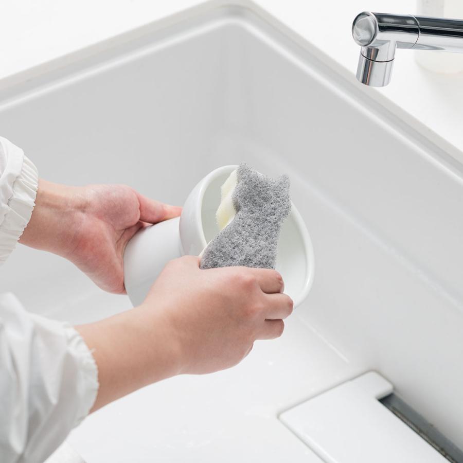 国産 食器洗い キッチン雑貨 可愛い 猫 研磨剤不使用 防臭加工 ｜ socio 抗菌スポンジ ネコ  KEYUCA(ケユカ) | KEYUCA | 06