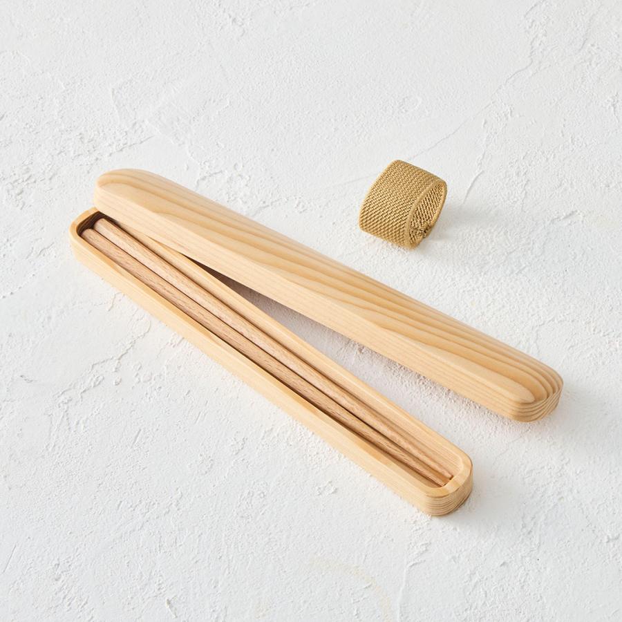 国産 お箸 箸入れ お弁当 天然木 ゴムバンド付き 食洗機可 ｜ [山中塗] 食洗 天然木ランチ箸＆ケース  KEYUCA(ケユカ) | KEYUCA