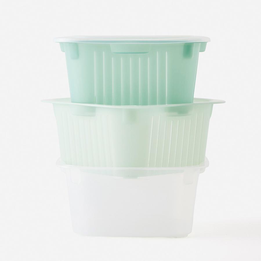 国産 キッチン用品 調理 料理 蒸し料理 シンプル おしゃれ ｜ レンジで使える角型ザルボウル4点セット  KEYUCA(ケユカ) | KEYUCA | 08