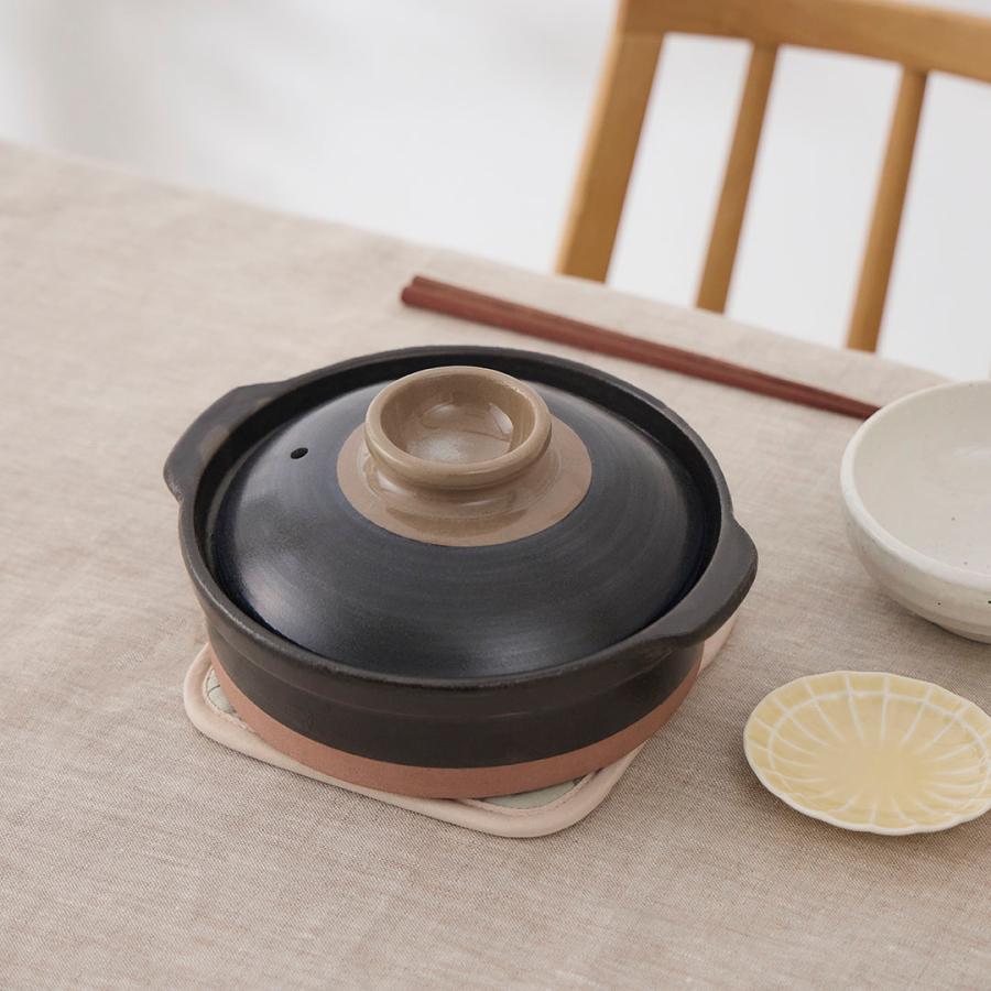 国産 キッチン用品 陶器 電子レンジ対応 直火対応 無地 ｜ 食洗機対応【萬古焼】焦げ付き落としやすい土鍋6号 ブラック  KEYUCA(ケユカ) | KEYUCA