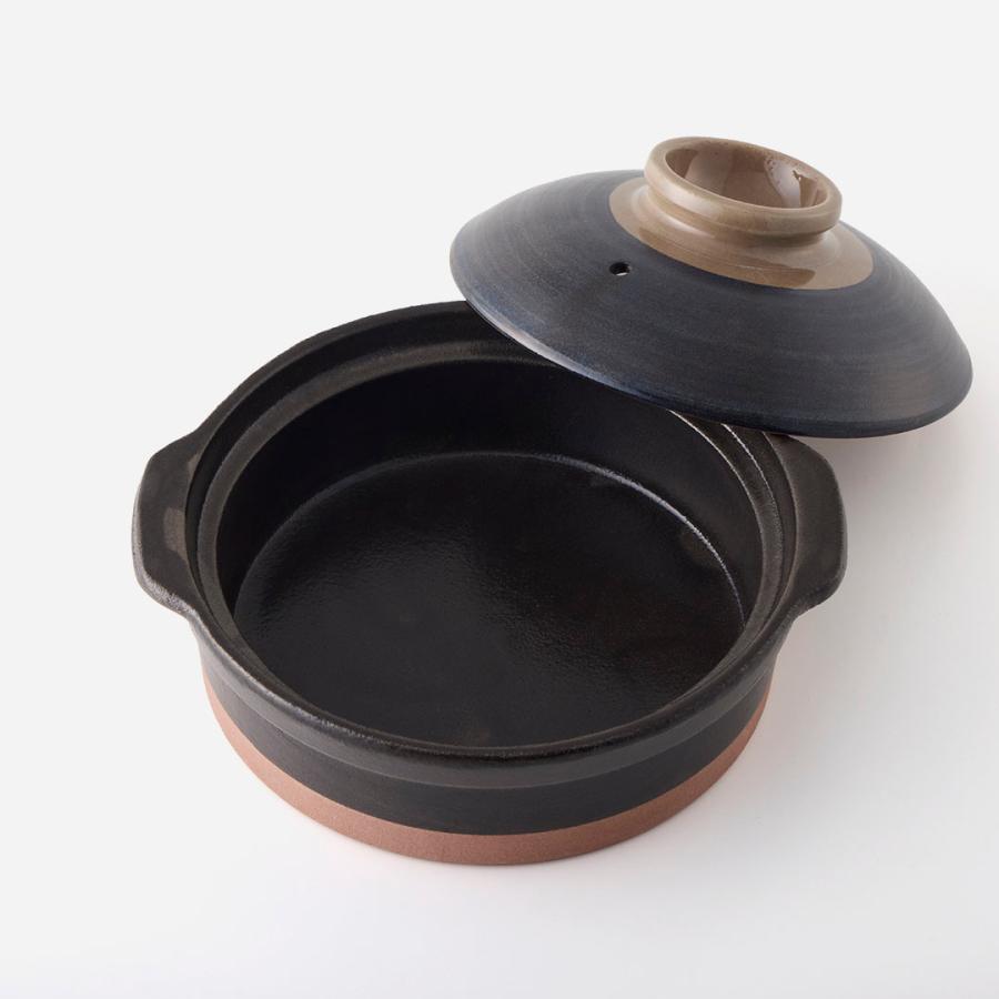 国産 キッチン用品 陶器 電子レンジ対応 直火対応 無地 ｜ 食洗機対応【萬古焼】焦げ付き落としやすい土鍋6号 ブラック  KEYUCA(ケユカ) | KEYUCA | 03
