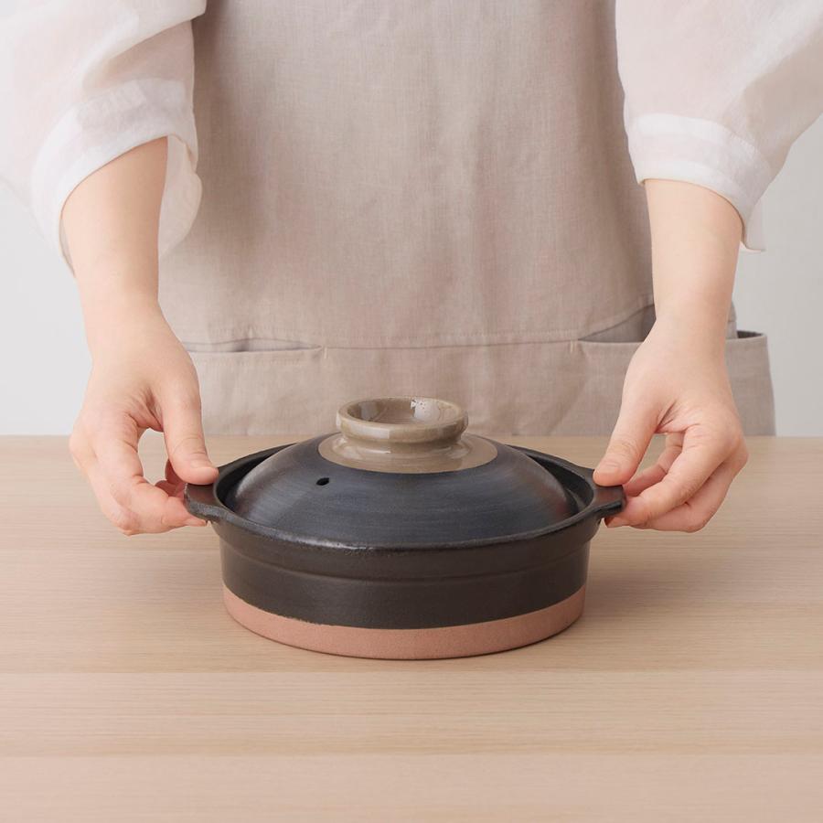国産 キッチン用品 陶器 電子レンジ対応 直火対応 無地 ｜ 食洗機対応【萬古焼】焦げ付き落としやすい土鍋6号 ブラック  KEYUCA(ケユカ) | KEYUCA | 06