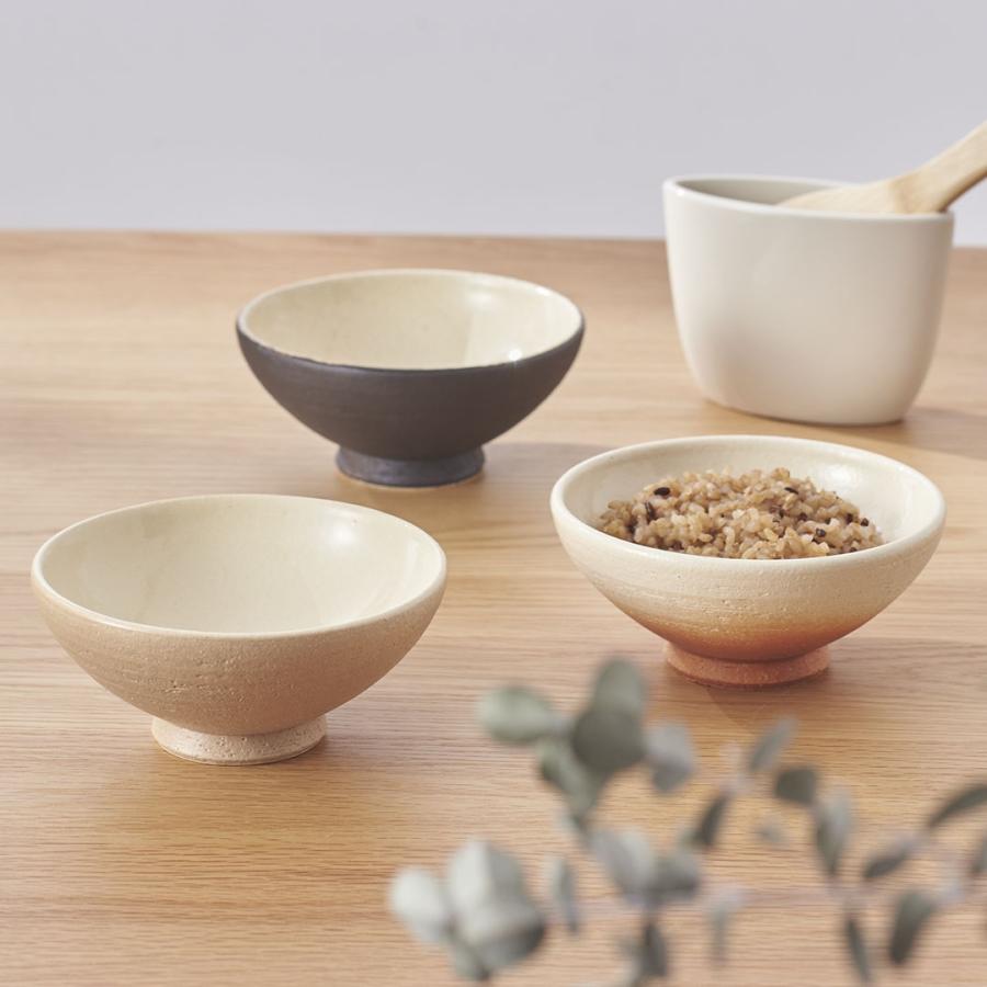 信楽焼 お茶碗 3個セット KEYUCA（ケユカ） シンプル こだわり 高級 自然 緋色 削り模様 濃淡