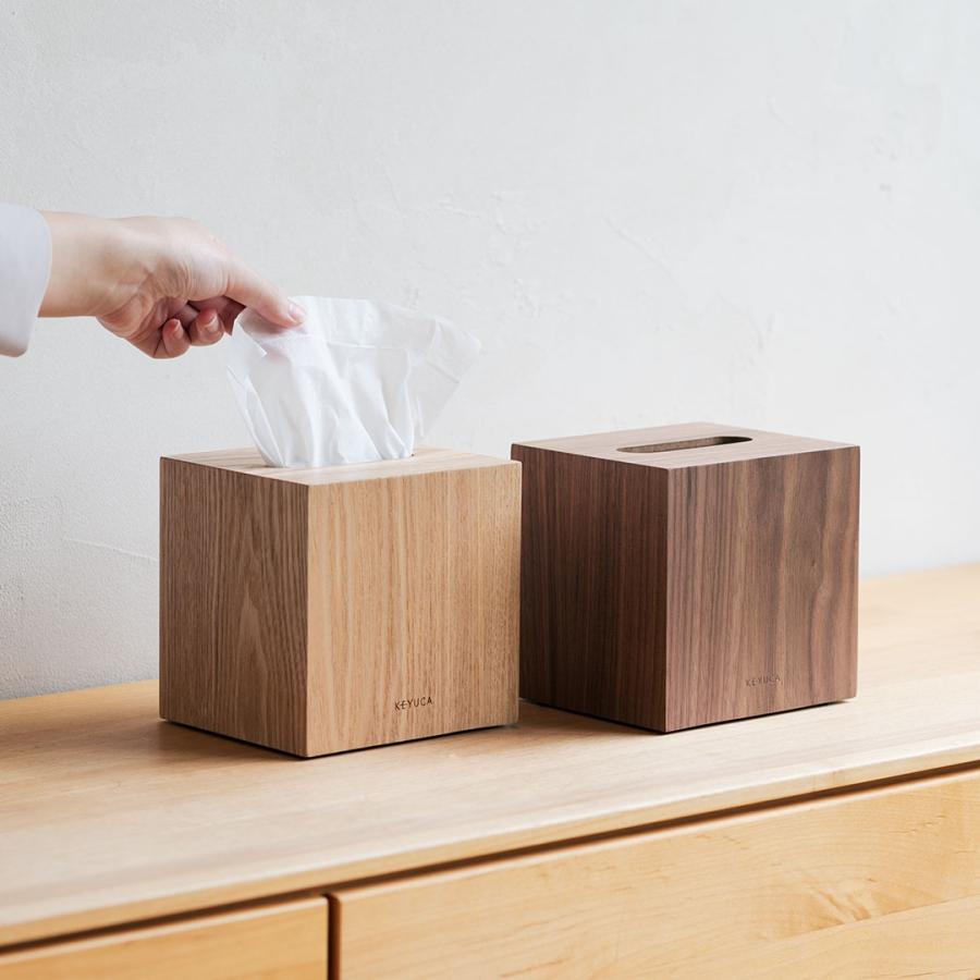 ティッシュケース ハーフ おしゃれ 木製 コンパクト シンプル 天然木 高級感 半分 ｜ KEYUCA クラスタ コンパクトティッシュケース 木 ケユカ の商品画像