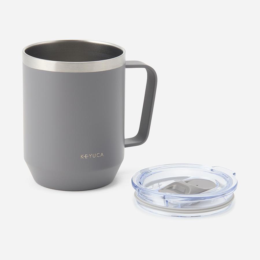 MarkCup 蓋付きグレー マグカップ KEYUCA（ケユカ） 真空断熱 マグカップ ステンレス 保温 保冷 蓋付き