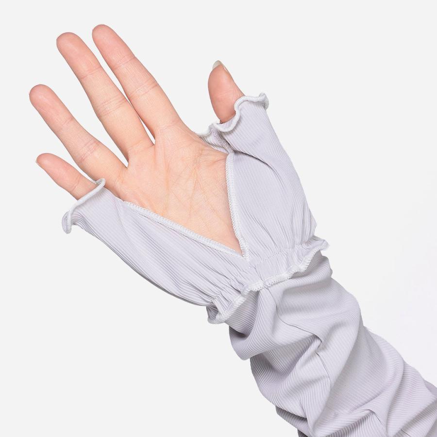 レディース 服飾雑貨 UVカット 洗える シンプル おしゃれ uv 冷感 ｜ 接触冷感 手のひらオープンリブフレア アームカバー ロング KEYUCA(ケユカ) | KEYUCA | 07