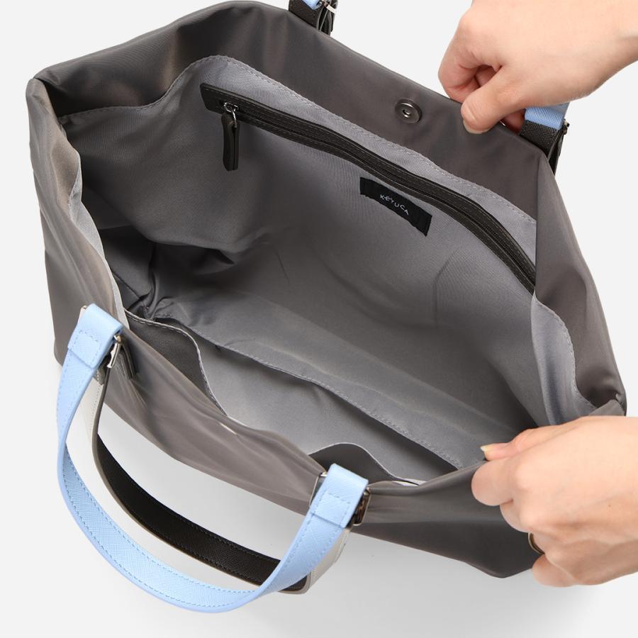 トートバック A4 レディース 大きめ ポケット付き ナイロン 撥水 2way 肩掛け 手提げ ｜ N撥水N撥水2WAYバイカラーハンドルトートM KEYUCA(ケユカ)の画像