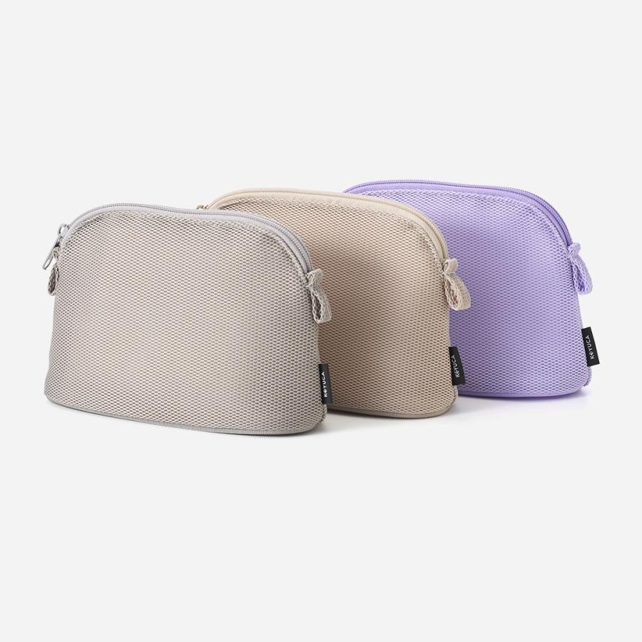 KEYUCA（ケユカ） ポーチ ラウンド型 メッシュ素材 持ち運び 便利