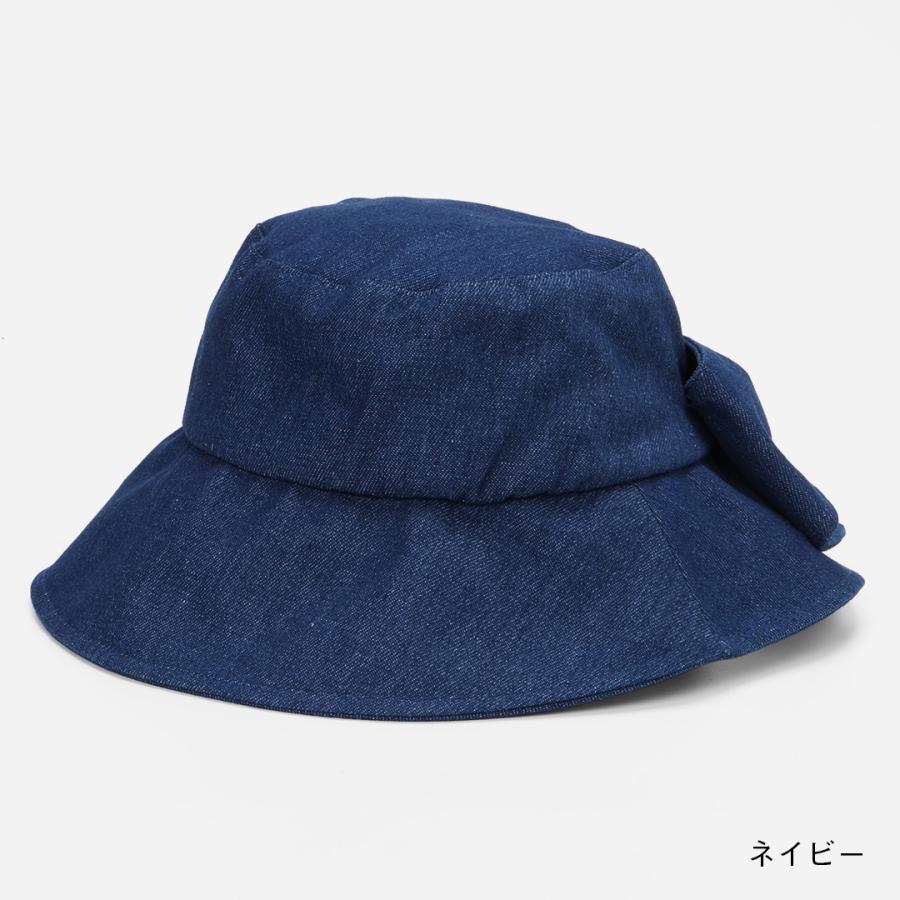 日よけ 旅行 トラベル 抜け感 日焼け防止 軽量 お散歩 ガーデニング 顔まわり ｜ デニムリボンスリットハット ネイビー KEYUCA(ケユカ) | KEYUCA | 01