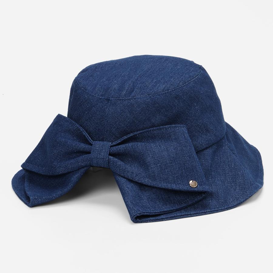 日よけ 旅行 トラベル 抜け感 日焼け防止 軽量 お散歩 ガーデニング 顔まわり ｜ デニムリボンスリットハット ネイビー KEYUCA(ケユカ) | KEYUCA | 02