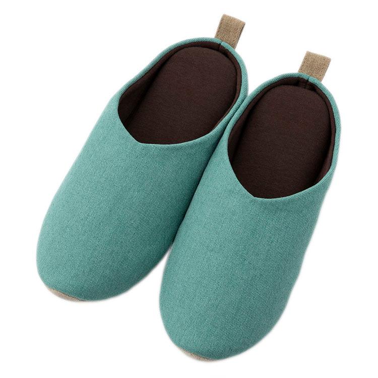 舗 スリッパ 部屋履き 室内履き 滑り止め付き 前詰まり 無地 シンプル おしゃれ 弾むルームシューズ ポイント バイカラー ブルー Keyuca ケユカ