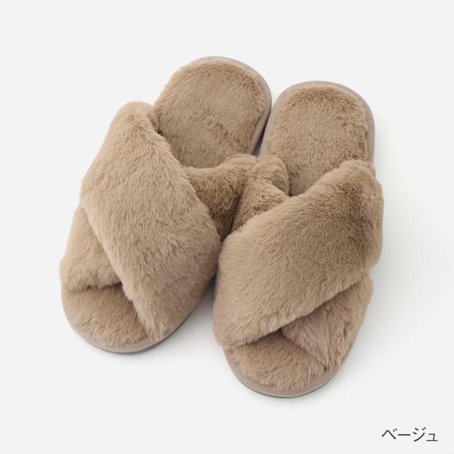 ルームシューズ ファー ふわふわ 洗濯可 リラックス 履き心地 かわいい｜ クロスファースリッパ  KEYUCA(ケユカ) | KEYUCA | 01