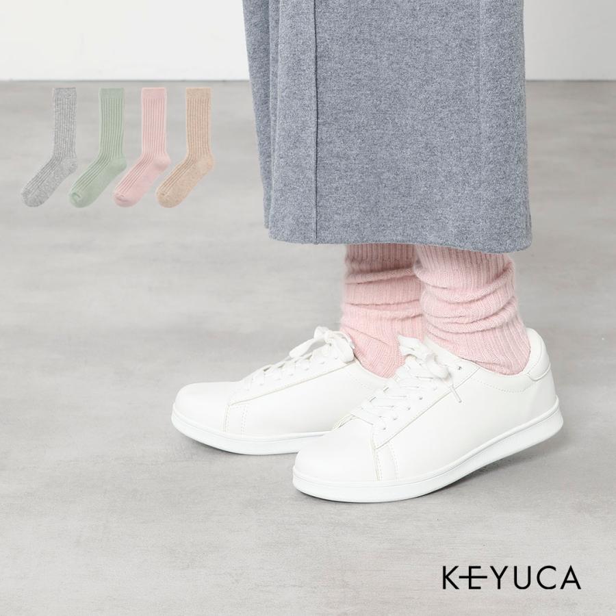 レディース 可愛い パステル調 ルームソックス シンプル 長め クルーソックス ｜ d アンゴラ混リブクルー|ソックス|靴下  KEYUCA(ケユカ) | KEYUCA