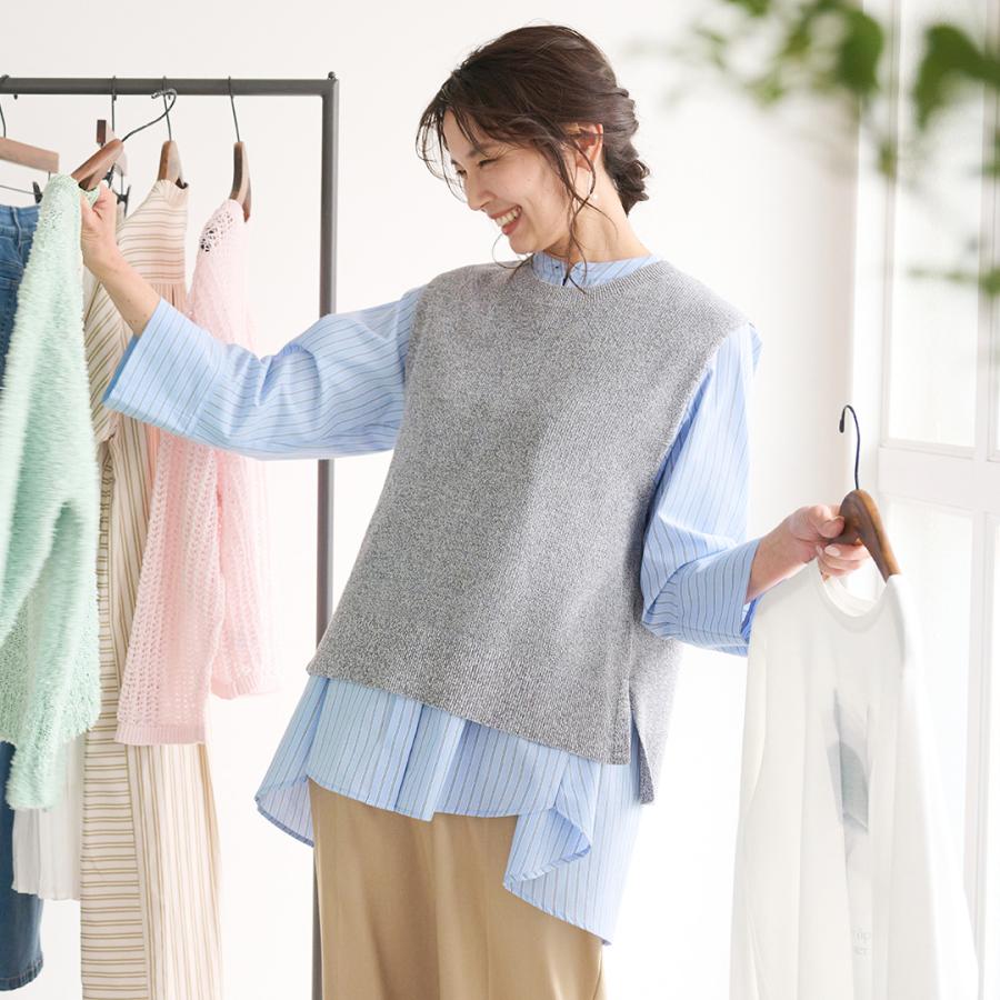 【即購入可】レディース　ヒグチユウコ ベスト　レディース　ネコ　ニット シャツ ニットビスチェドッキングシャツ